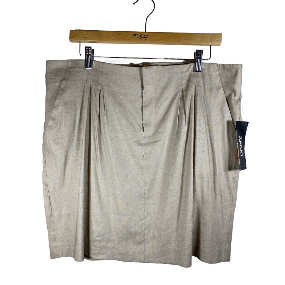 Ladies' DKNY Linen Khaki Pleated Skirt